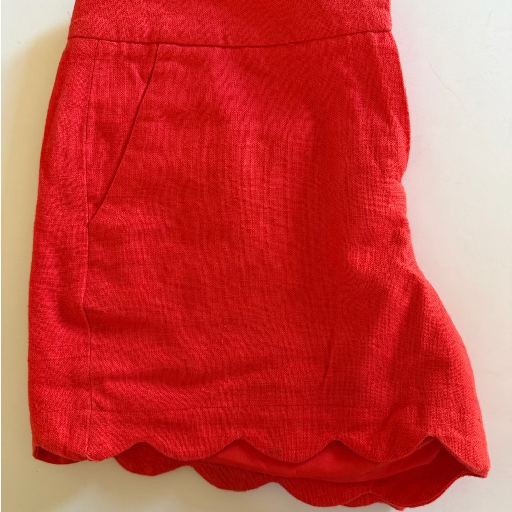 Cynthia Rowley Orange Scalloped Hem Shorts - Picture 2 of 5